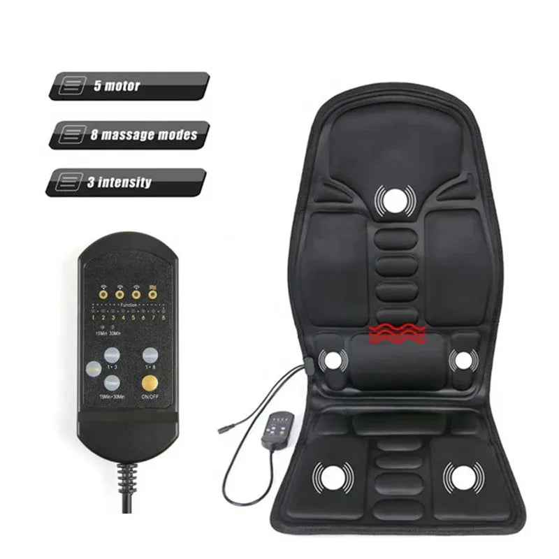 Heating Lumbar Back Massager Pad - Infrared Heat Vibration Air Compression for Neck Shoulder Car Home Office Chair Massage Bed