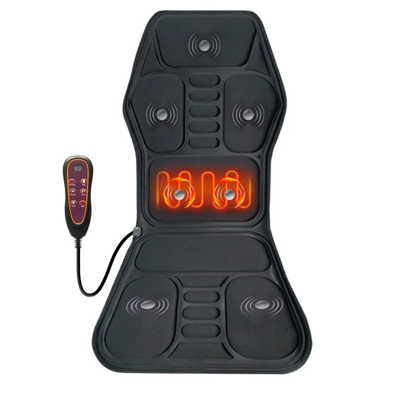 Heating Lumbar Back Massager Pad - Infrared Heat Vibration Air Compression for Neck Shoulder Car Home Office Chair Massage Bed