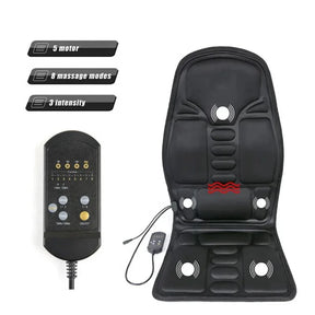 Heating Lumbar Back Massager Pad - Infrared Heat Vibration Air Compression for Neck Shoulder Car Home Office Chair Massage Bed
