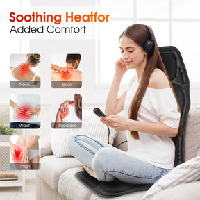 Heating Lumbar Back Massager Pad - Infrared Heat Vibration Air Compression for Neck Shoulder Car Home Office Chair Massage Bed