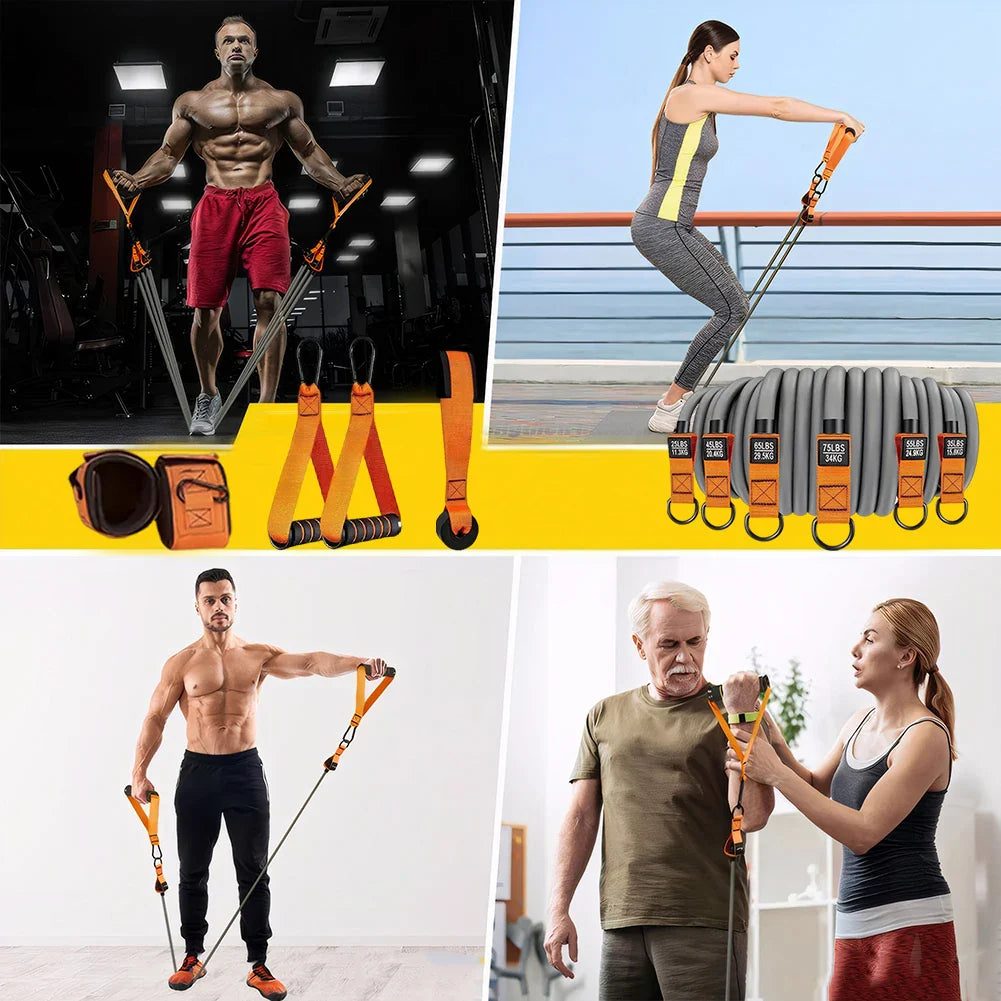 Resistance Bands Exercise Bands Heavy Duty Fitness Bands Set with Handles Workout Bands Multi-Function Home Gym Equipment
