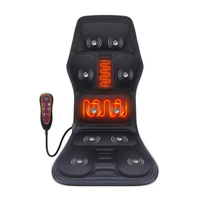 Heating Lumbar Back Massager Pad - Infrared Heat Vibration Air Compression for Neck Shoulder Car Home Office Chair Massage Bed