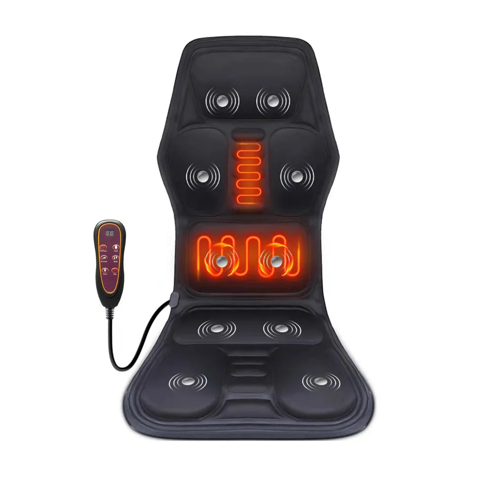 Heating Lumbar Back Massager Pad - Infrared Heat Vibration Air Compression for Neck Shoulder Car Home Office Chair Massage Bed