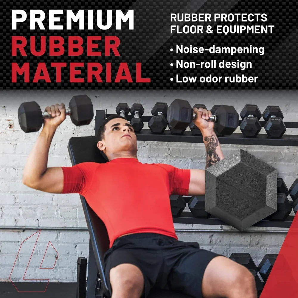 Hex Dumbbell 5lbs Rubber Coated Ergonomic Handle Weight Training Home Gym Equipment Strength Training Fitness