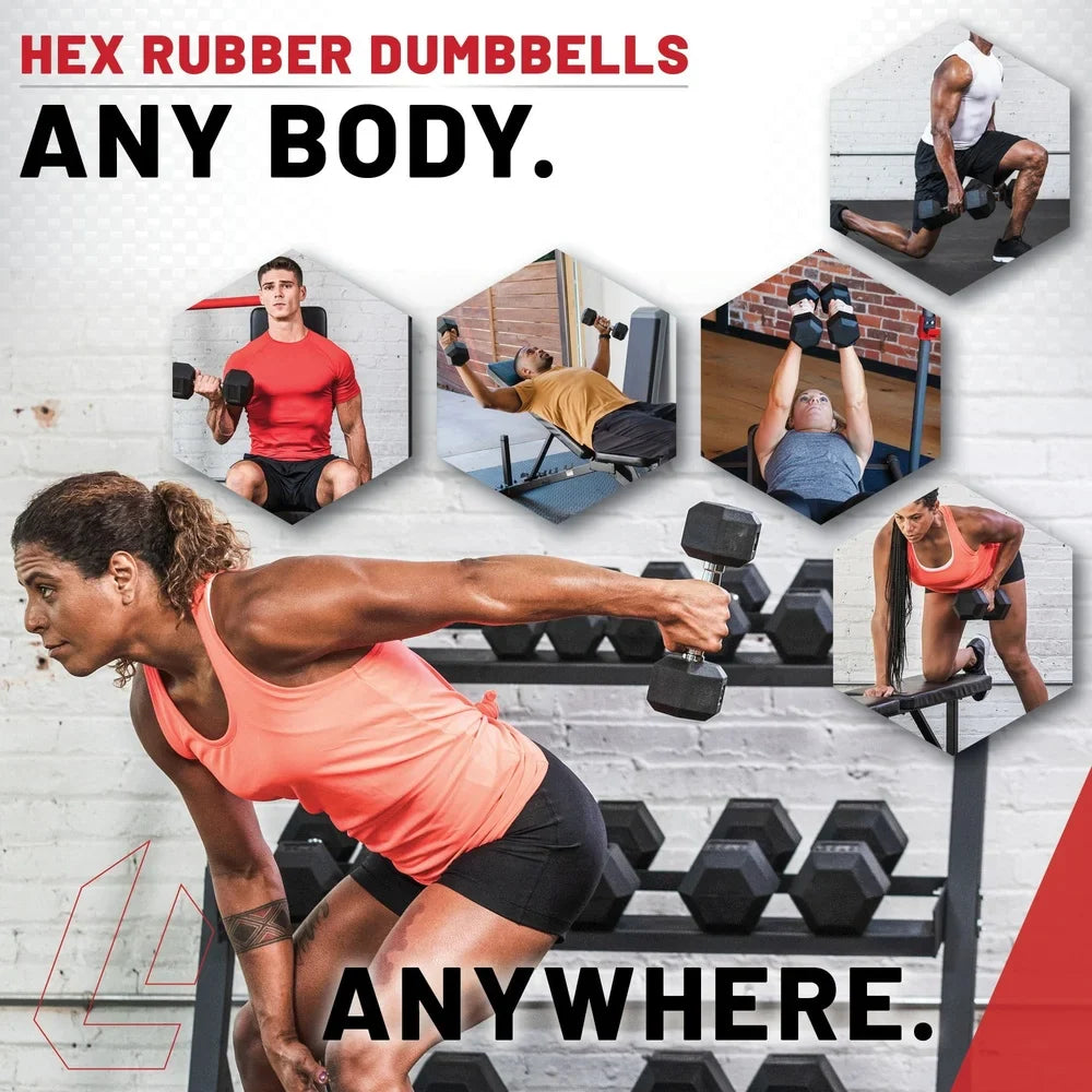 Hex Dumbbell 5lbs Rubber Coated Ergonomic Handle Weight Training Home Gym Equipment Strength Training Fitness