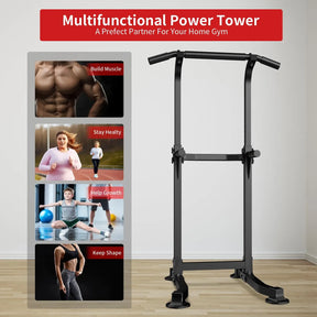 Pull Up Bar Dip Bar Power Tower Workout Dip Station Height Adjustable Free Standing Chin Up Bar Home Gym Equipment 330LBS Weight