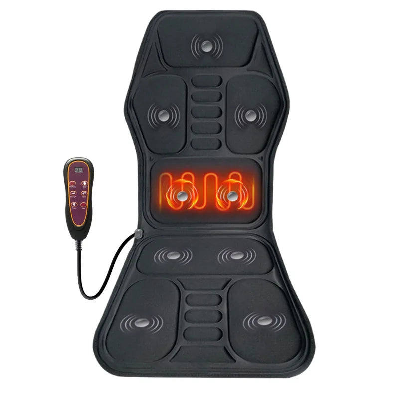 Heating Lumbar Back Massager Pad - Infrared Heat Vibration Air Compression for Neck Shoulder Car Home Office Chair Massage Bed