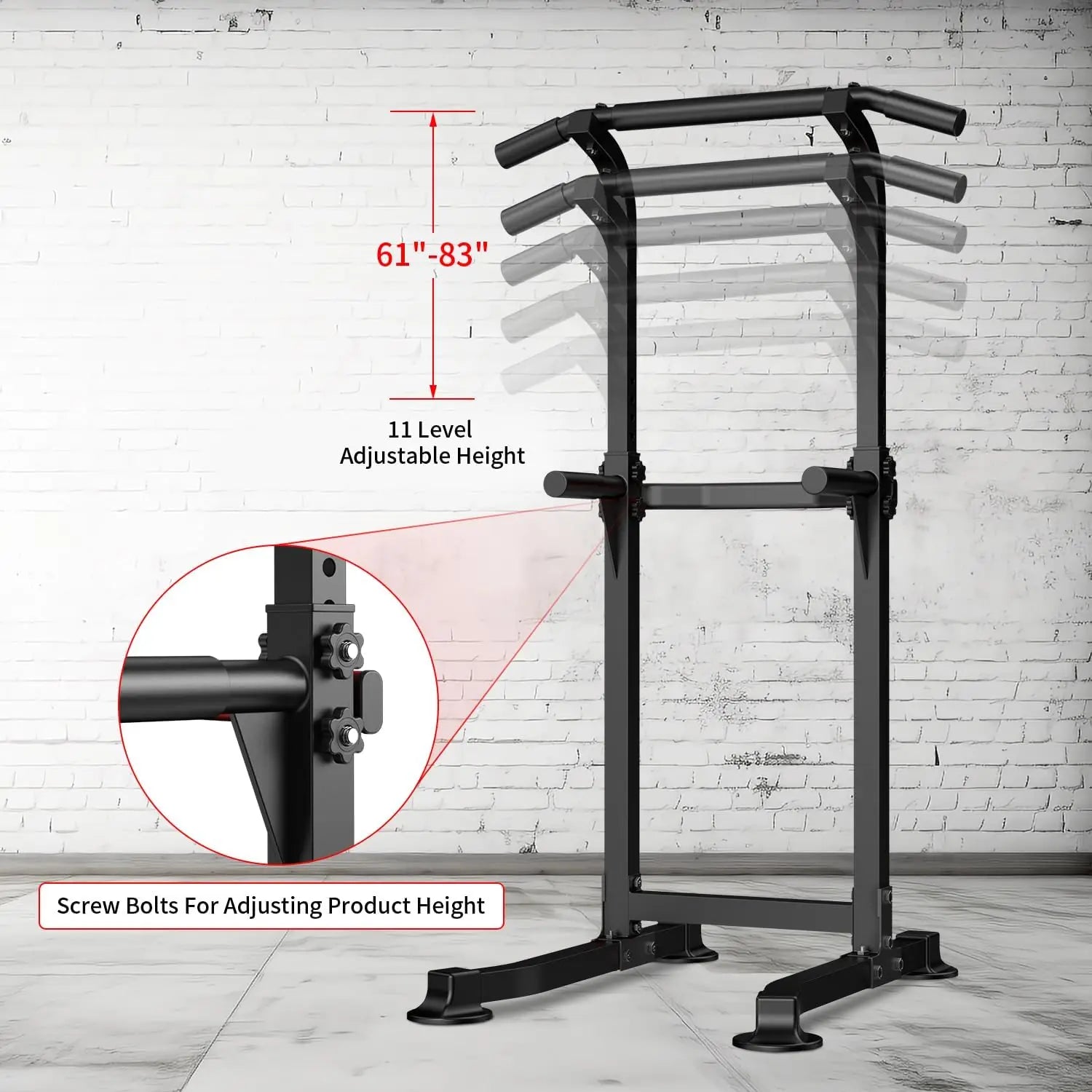 Pull Up Bar Dip Bar Power Tower Workout Dip Station Height Adjustable Free Standing Chin Up Bar Home Gym Equipment 330LBS Weight