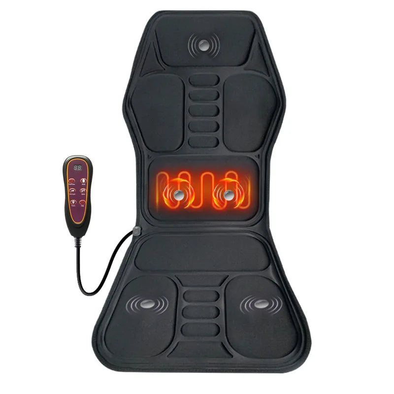 Heating Lumbar Back Massager Pad - Infrared Heat Vibration Air Compression for Neck Shoulder Car Home Office Chair Massage Bed